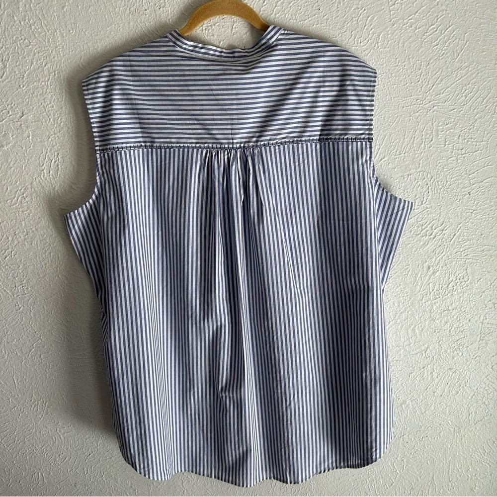 Lane Bryant Sleeveless Stripe Button Popover Top Sz 22 NWT Coastal Preppy - Picture 6 of 7